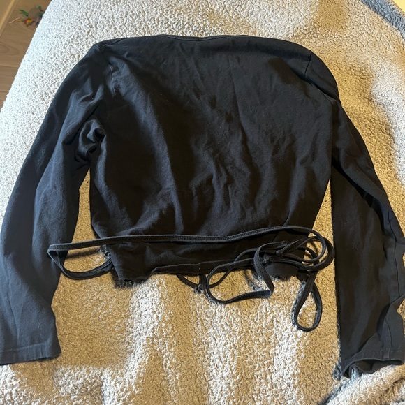 American Apparel Womens Cotton Spandex Julliard Long Sleeve Wrap Top - Picture 6 of 6